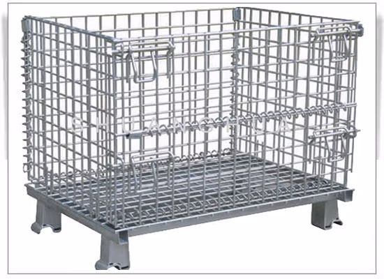 Welded Mesh Cages Mesh Wire Foldable Forklift Folding Metal Stacking Container Pallet Cages
