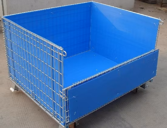 Welded Mesh Cages Mesh Wire Foldable Forklift Folding Metal Stacking Container Pallet Cages