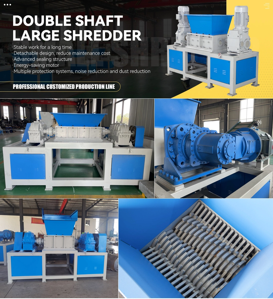 Rubber Double Shaft Fabric Bicycle Shredder Crusher Machine Plastic Recycling Plastics Shredder Machine Sets